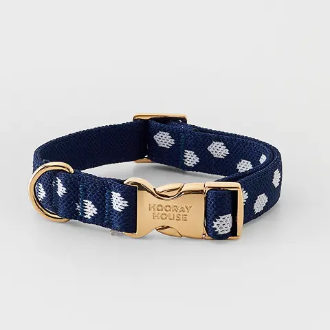 Navy Dot Knit Dog Collar