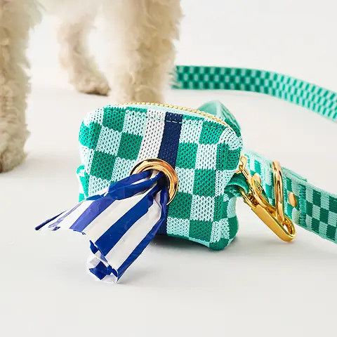 Green Check Poop Bag Holder